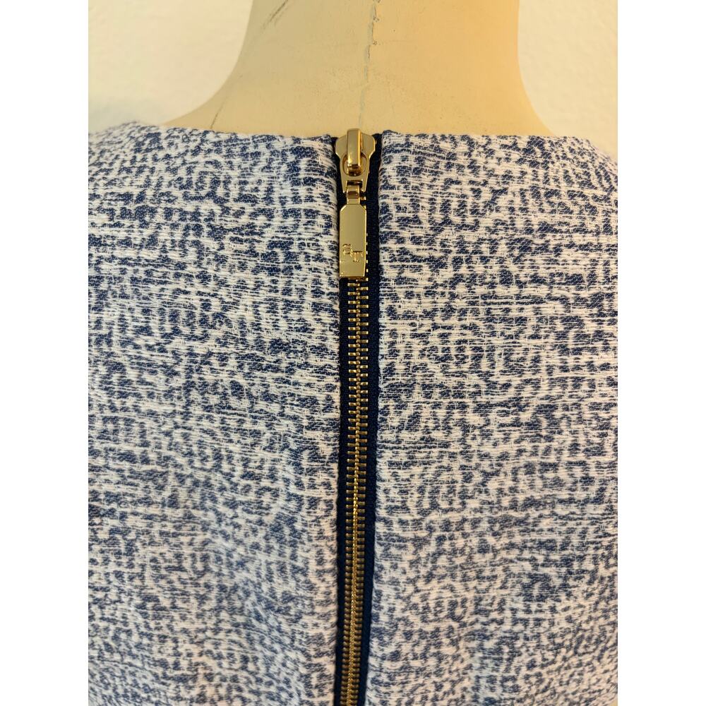 Southern Tide Blue White Textured Shift Dress Size 6 Short Sleeve Back Zip - Picture 4 of 6